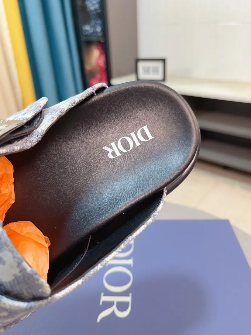 Men's shoes 💰380🌸🌸【Dior】Top purchasing agent 🇮🇹 Di Street Male God half drag counter synchronization, uppers imported from Italy with D logo fabric, high-quality complex splicing craftsmanship, soles: original soles specially provided by the original factory, exclusive event molded soles super comfortable, original factory single goods, 🔍🔍high quality, you can enter and exit the counter at will, welcome to compare, size number 38-45 (order 46)